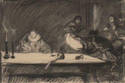 Petruchio için Çalışma Hendeği Devriyor - IV. Perde, Sahne I, Hırçın Ehlileştirilmesi by Edwin Austin Abbey