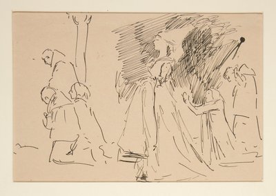 Rahip ve Büyük Hanım için Çalışma (suluboya) by Edwin Austin Abbey