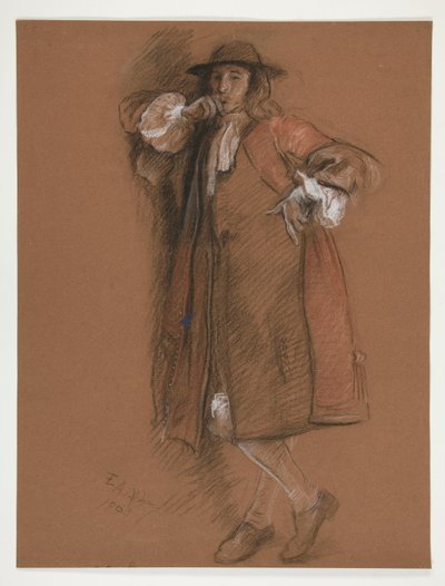 Soldaki şekil için çalışma by Edwin Austin Abbey