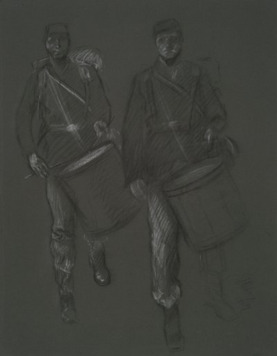 İki İç Savaş davulcusunun figürleri için çalışma, by Edwin Austin Abbey