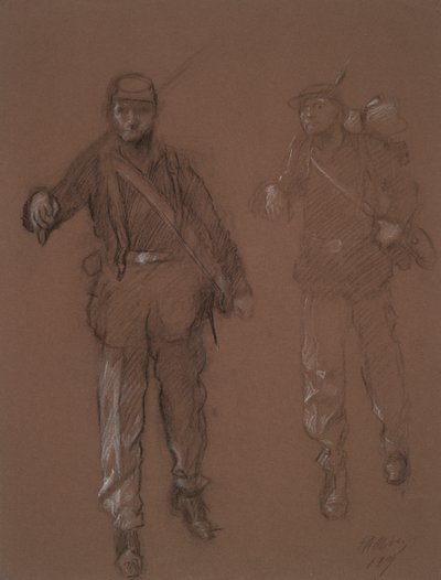 İki İç Savaş askerinin figürleri için çalışma, by Edwin Austin Abbey