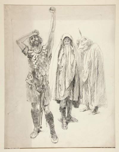 Tanımlanamayan Shakespeare oyunu için çalışma by Edwin Austin Abbey