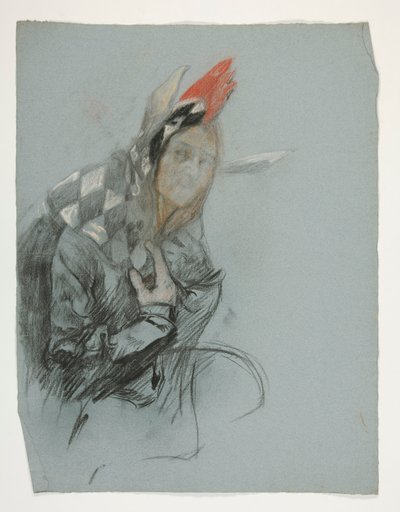 Kutsal Kâse Görevi için Jester Çalışması (kullanılmayan), (1901'de tamamlanan Boston Halk Kütüphanesi için on beş resimlik bir dizi) by Edwin Austin Abbey
