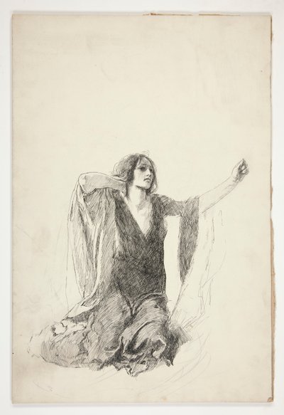 Diz çökmüş kadın çalışması, muhtemelen mezar sahnesinde Juliet için bir çalışma, by Edwin Austin Abbey