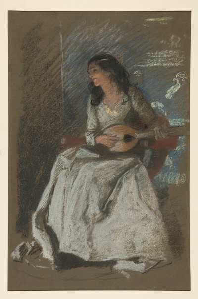 Mandolin oynayan bayan çalışması by Edwin Austin Abbey