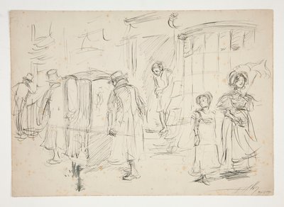 Sedan sandalyeli sokak sahnesinin incelenmesi. by Edwin Austin Abbey