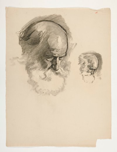Kral Arthur için yaşlı sakallı bir adamın kafasının incelenmesi by Edwin Austin Abbey