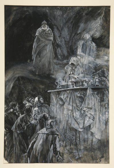 Ziyafet, III. Perde, Sahne iii, Fırtına için illüstrasyon by Edwin Austin Abbey