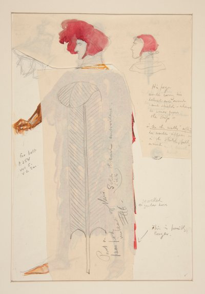 Kral silahlı, Henry Irving için kostüm çizimi by Edwin Austin Abbey