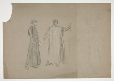 İki rakam: için erken çalışma by Edwin Austin Abbey