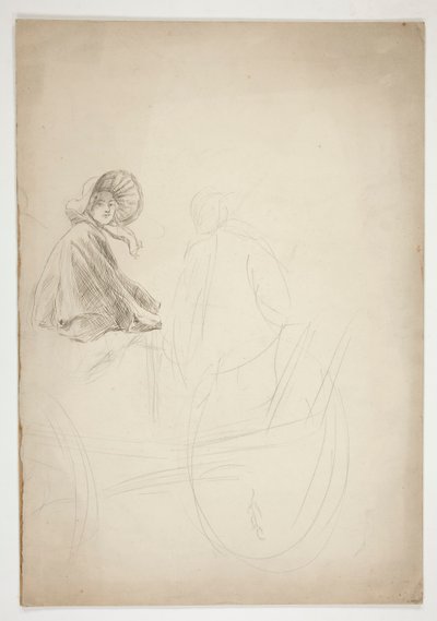 Bir arabada oturan iki figür - (tanımlanamayan resim) by Edwin Austin Abbey