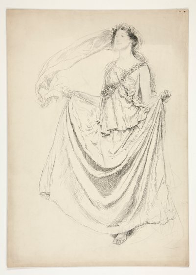 Toga çelenkli kadın, tanımlanamayan bir Shakespeare oyunu için eskiz by Edwin Austin Abbey