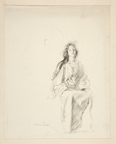 Kadın oturmuş, tanımlanamayan bir Shakespeare oyunu için eskiz by Edwin Austin Abbey