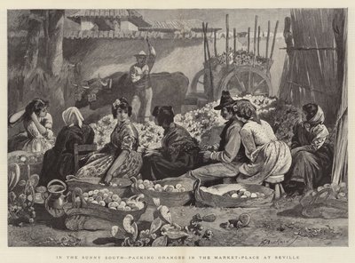 Güneşli Güney'de, Sevilla'daki Pazar Yerinde Portakal Paketleme by Edwin Buckman