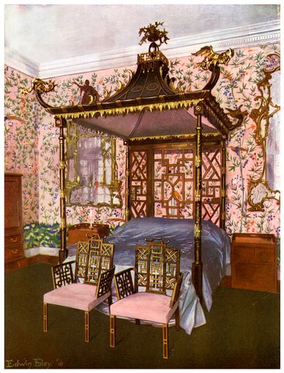 Chippendale Çin Yatak Odası, Badminton Evi, Gloucestershire, 1911-1912. by Edwin Foley