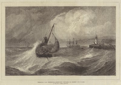 Ferahlatıcı Gale, Scarborough, Limana Dönen Balıkçı Tekneleri, Kraliyet Akademisi Sergisinde by Edwin Hayes