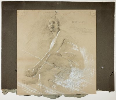Terpsichore (rekto) ve Dans Eden Kadın Figürü (verso), Çizim Odası Tavanı için Duvar Çalışmaları, Collis P. Huntington