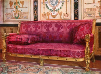 Gül Brocade de Lyons ile Kaplı Oyma Yaldızlı Kanepe by Edwin John Foley