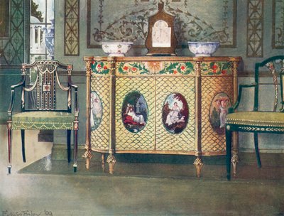 Boyalı Komodin ve Sandalyeler by Edwin John Foley