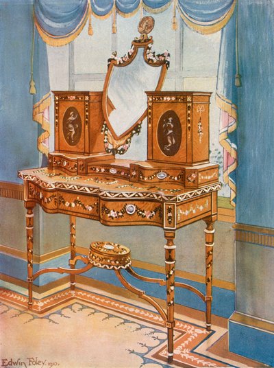 Saten Ahşap Tuvalet Masası Madalyonlu by Edwin John Foley