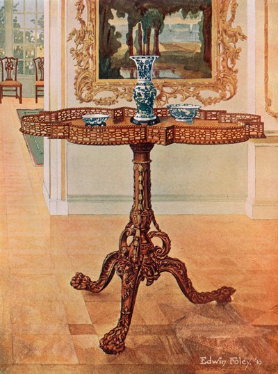 Şekilli Perde Çerçeveli Galeri Tablosu - Chippendale Okulu by Edwin John Foley
