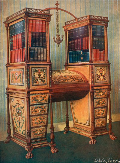 Kızkardeşler Kakma Çift Sekreterlik ve Kitaplık Dolabı - Sheraton, 1800 Dolaylarında by Edwin John Foley