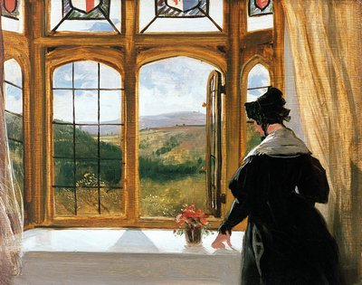 Abercorn Düşesi pencereden dışarı bakıyor by Edwin Landseer