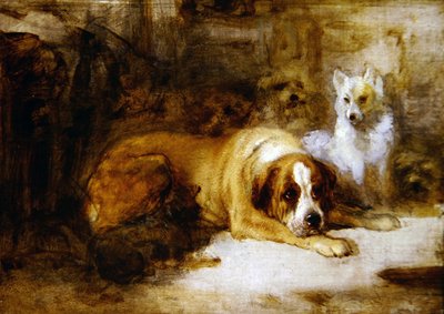 Köpeklerin Çalışması (tuval üzerine kurşun kalem üzerine yağlı boya) by Edwin Landseer