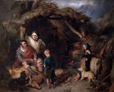 The Illicit Highland Whiskey Still, yaklaşık 1829 (panel üzerine yağ) by Edwin Landseer
