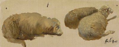 Dinlenen Üç Koyun (kağıt üzerinde yağlı boya) by Edwin Landseer