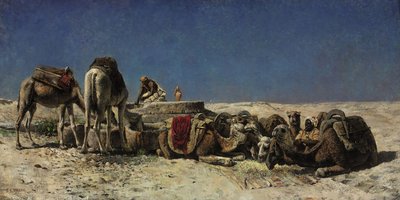 Bir sarnıcın yanında develer by Edwin Lord Weeks