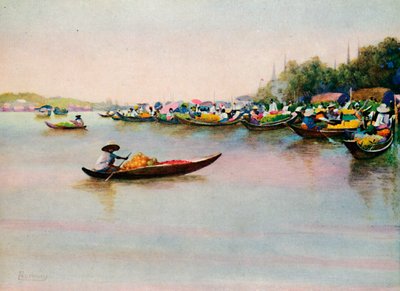 'Nehir Pazarı, Bangkok', 1913 by Edwin Norbury