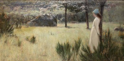 Genç Çoban ve Keçisi Bir Bahar Çayırında by Edwin Sherwood Calvert