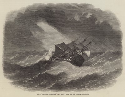 HMS Prenses Charlotte Ümit Burnu Açıklarında Şiddetli Bir Fırtınada by Edwin Weedon