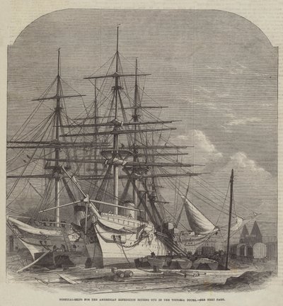 Victoria Rıhtımlarında kurulan Habeş Seferi için Hastane Gemileri by Edwin Weedon