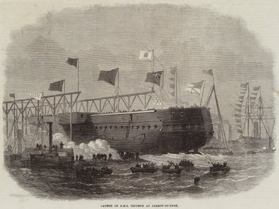 Jarrow-on-Tyne'de HMS Triumph Lansmanı by Edwin Weedon