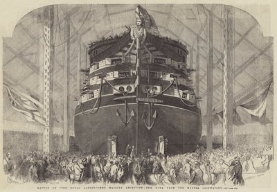Launch of The Royal Albert, Her Majesty receiving the Wine from the Master Shipwright  by Edwin Weedon