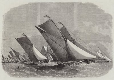 Thames Nehrinde Yelkenli-Mavna Yarışı by Edwin Weedon
