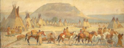 Blackfoot Kampı Sahnesi, 19. yüzyılın sonları ve 20. yüzyılın başlarında. by Edwin Willard Deming