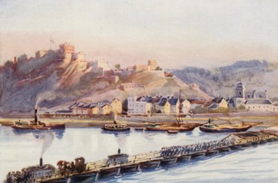 Ren Nehri: Ehrenbreitstein, Tekneler Köprüsü (renkli taş baskı) by Effie Jardine