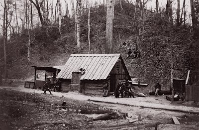 [James Nehri üzerinde Konfederasyondan Barut Çıkarmak İçin Kurulan Bir Birlik İstasyonu ..., 1864. by Egbert Guy Fowx