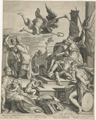 Alegori Adaletle Buluştu, Barış ve Hayırseverlik by Egbert Jansz.