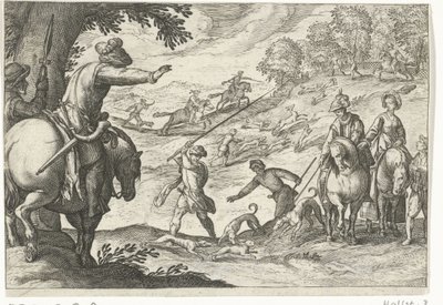 Tavşan avı ile manzara Av sahneleri (dizi adı) Icones Venantum Species Varias Representantes (dizi başlığı) by Egbert Jansz.