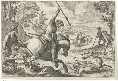 Geyik avı ile manzara Av sahneleri (dizi adı) Icones Venantum Species Varias Representantes (dizi başlığı) by Egbert Jansz.