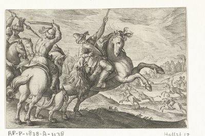 aslan avı Av sahneleri (dizi adı) Icones Venantum Species Varias Representantes (dizi başlığı) by Egbert Jansz.