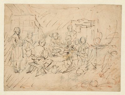 Bir çiftçinin ailesiyle yemek yerken iç mekan by Egbert van Heemskerck (I)