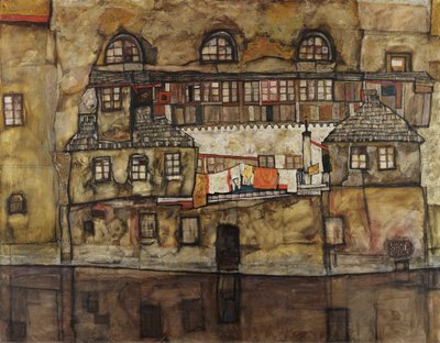 Nehirdeki Ev Duvarı by Egon Schiele