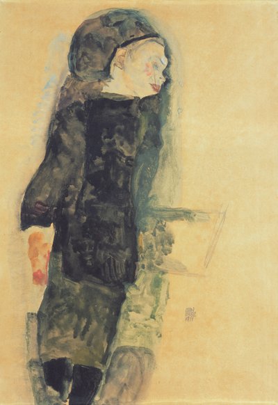 Siyah Elbiseli Çocuk, 1911 by Egon Schiele