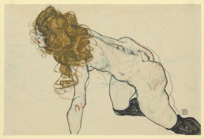Sarı Saçlı ve Sol Kolu Dinlenen Çıplak Kadın (recto) by Egon Schiele