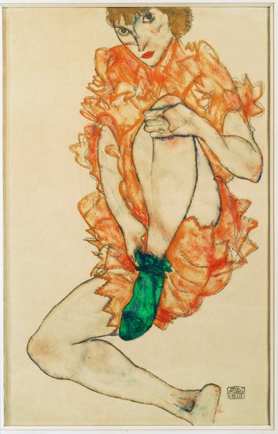 Yeşil çorap (guaj ve kurşun kalem) by Egon Schiele